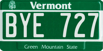 VT license plate BYE727