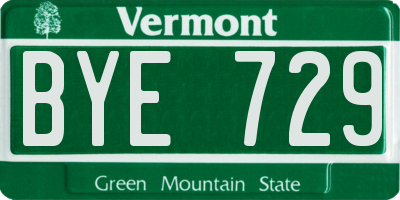 VT license plate BYE729