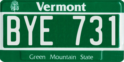 VT license plate BYE731