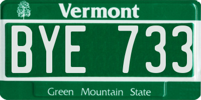 VT license plate BYE733