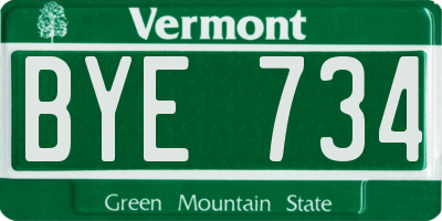 VT license plate BYE734