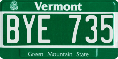 VT license plate BYE735