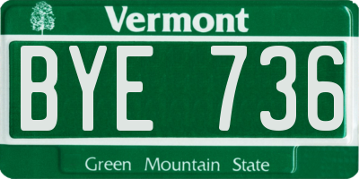VT license plate BYE736