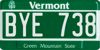 VT license plate BYE738