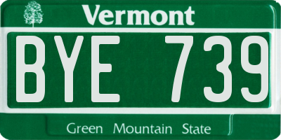 VT license plate BYE739