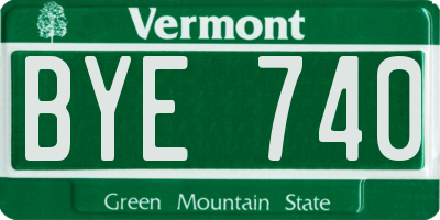 VT license plate BYE740