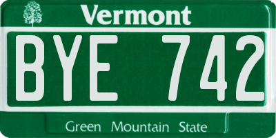 VT license plate BYE742