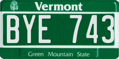 VT license plate BYE743