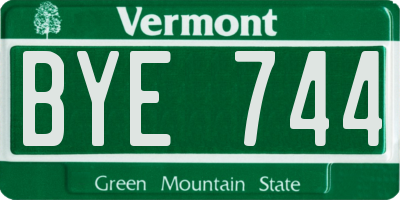 VT license plate BYE744