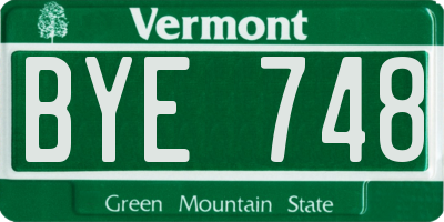 VT license plate BYE748