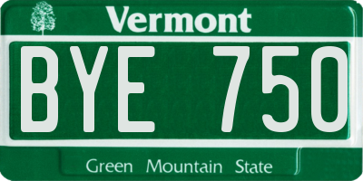 VT license plate BYE750