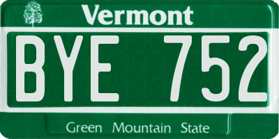VT license plate BYE752