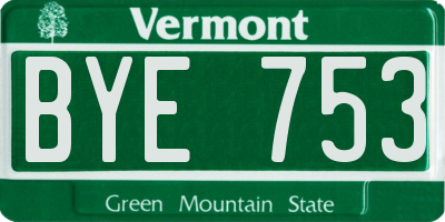 VT license plate BYE753