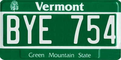 VT license plate BYE754