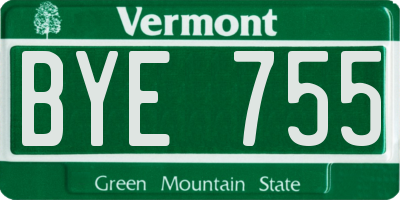 VT license plate BYE755