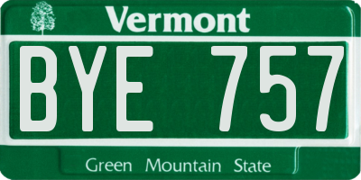 VT license plate BYE757