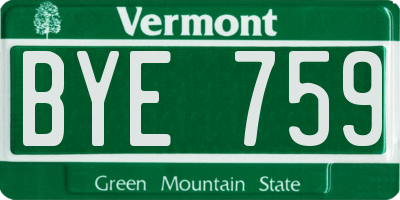 VT license plate BYE759