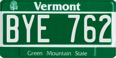 VT license plate BYE762