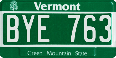 VT license plate BYE763
