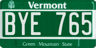 VT license plate BYE765