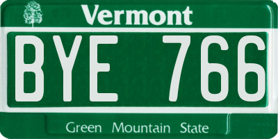 VT license plate BYE766