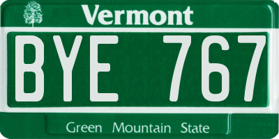 VT license plate BYE767
