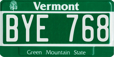 VT license plate BYE768