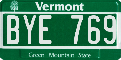 VT license plate BYE769