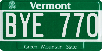 VT license plate BYE770