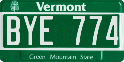 VT license plate BYE774