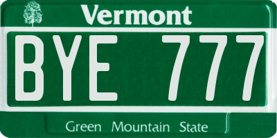 VT license plate BYE777