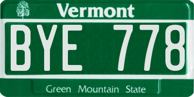 VT license plate BYE778