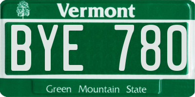 VT license plate BYE780