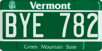 VT license plate BYE782
