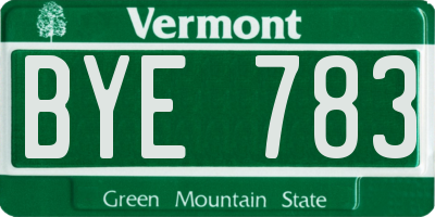 VT license plate BYE783
