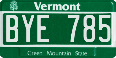 VT license plate BYE785