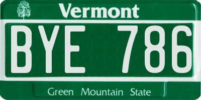 VT license plate BYE786