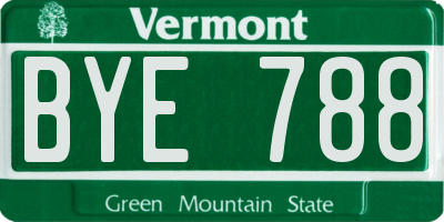 VT license plate BYE788