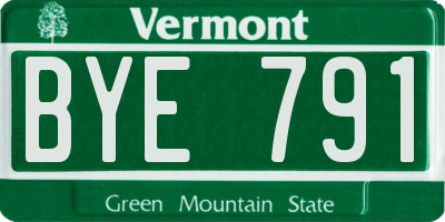 VT license plate BYE791