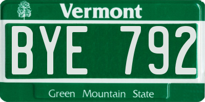 VT license plate BYE792