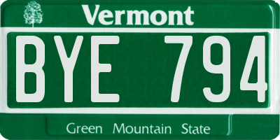 VT license plate BYE794