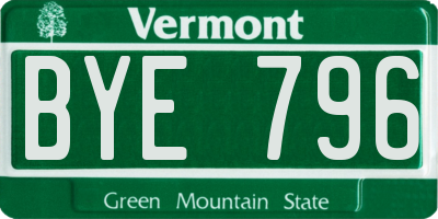VT license plate BYE796