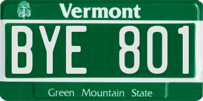 VT license plate BYE801