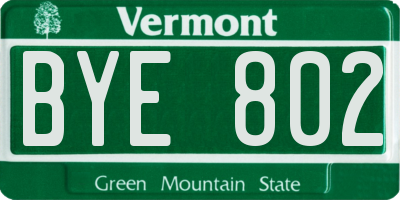 VT license plate BYE802