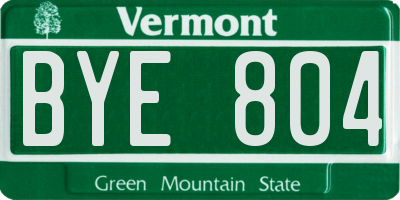 VT license plate BYE804