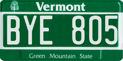 VT license plate BYE805