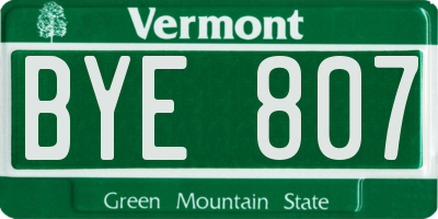 VT license plate BYE807