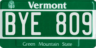 VT license plate BYE809