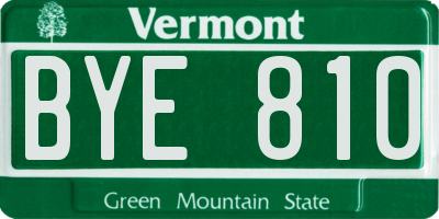 VT license plate BYE810
