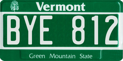 VT license plate BYE812